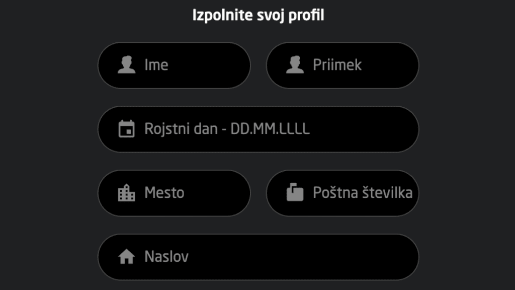 Vnesite osebne podatke 