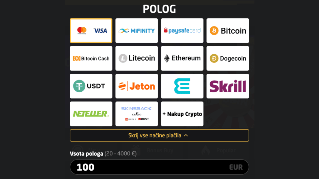 Potrdite svoj račun, naložite sredstva in igrajte
