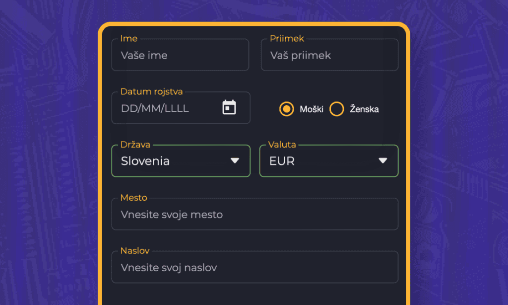 Izpolnite osebne podatke
