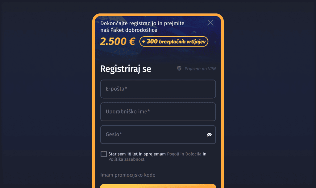 2. Vnesite podatke za račun