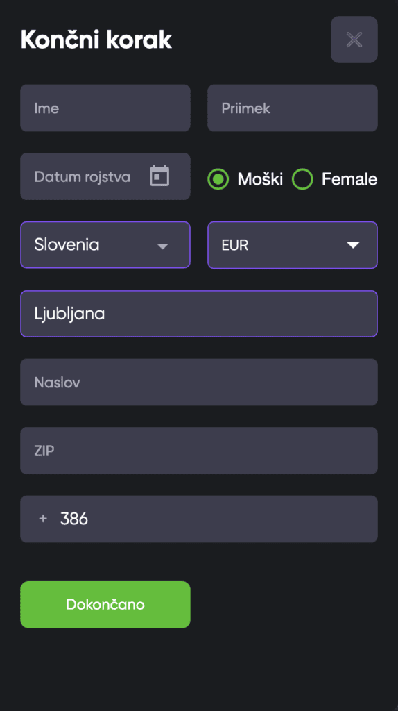Korak: Izpolnite obrazec