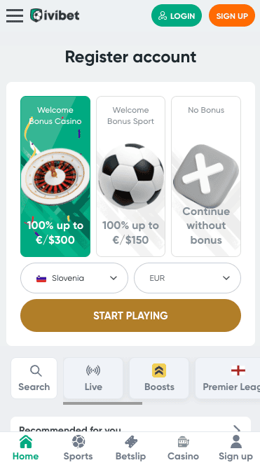 Kliknite gumb "Sign Up"