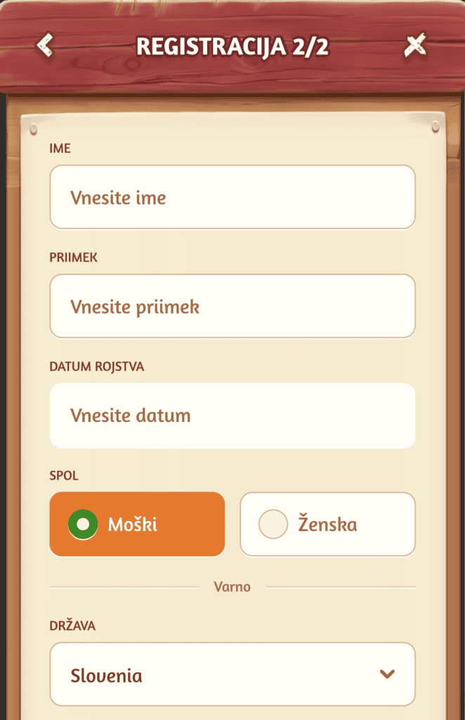 Korak: Osebni podatki