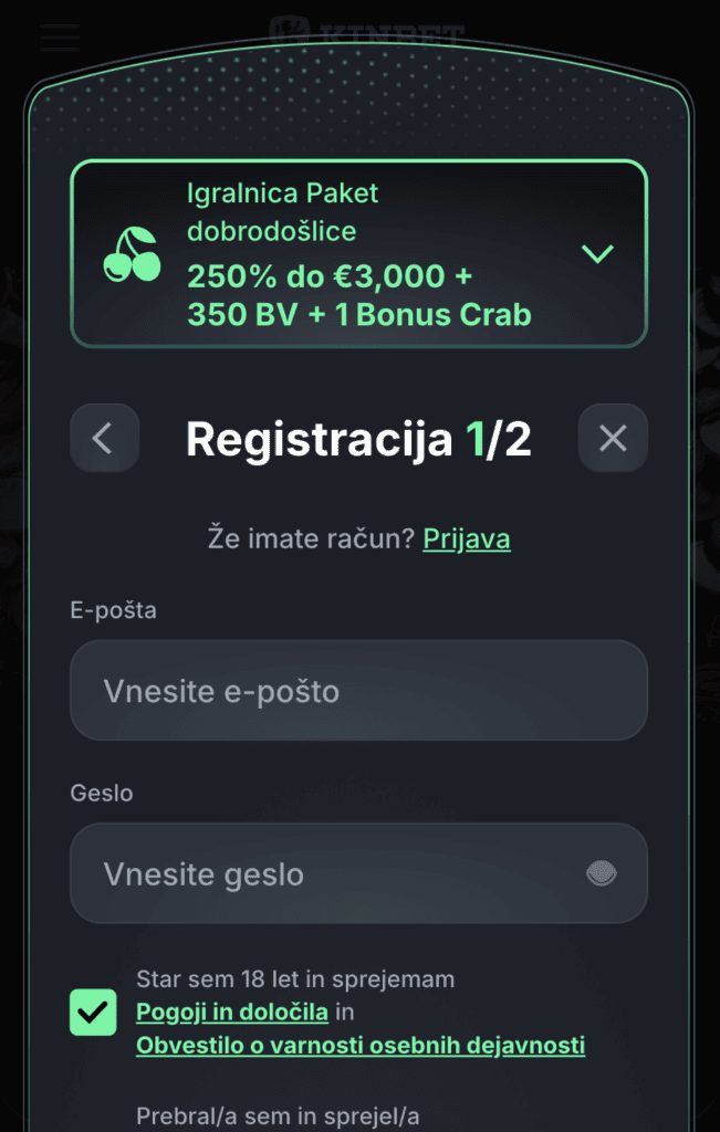 Korak: Vnesite podatke 