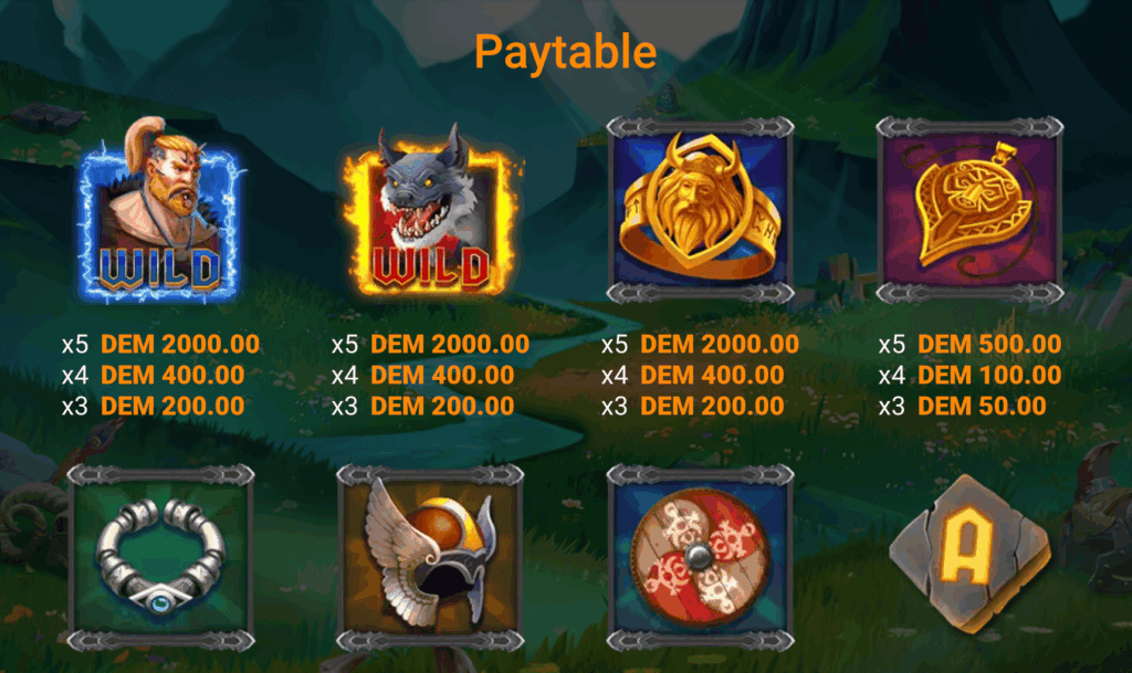 Asgard Legends paytable