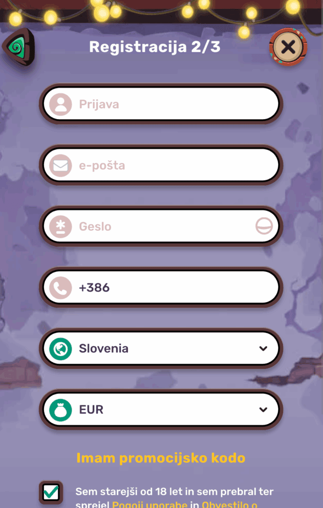 Vnesite osnovne podatke