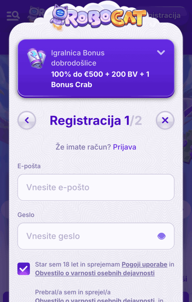 Vnesite svoje podatke